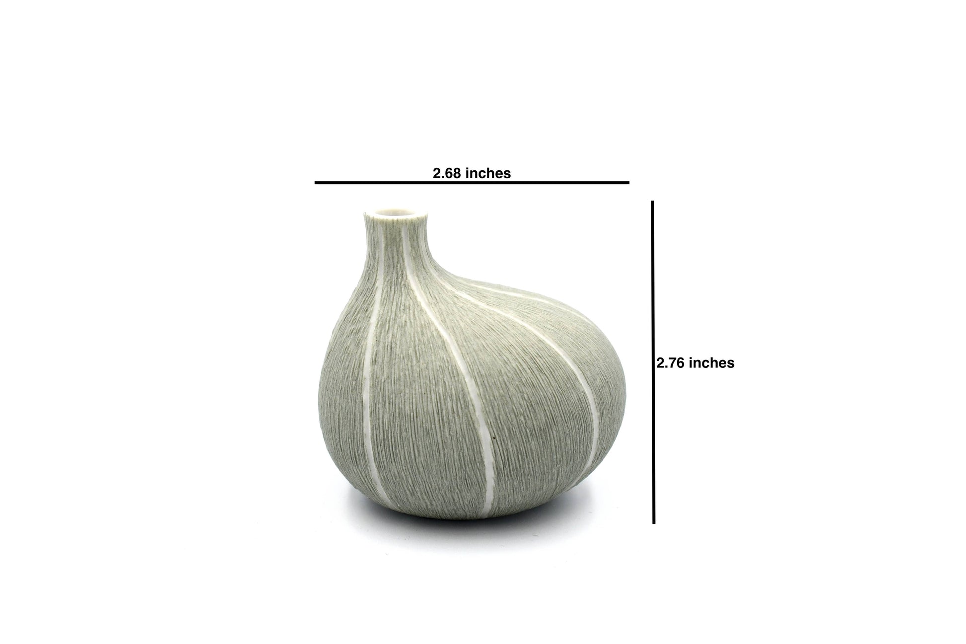 Mini Omo - Handcrafted Porcelain Bud Vase - Gray with White Stripes - 2.7 x 2 x 2.8 in - Mellow Monkey