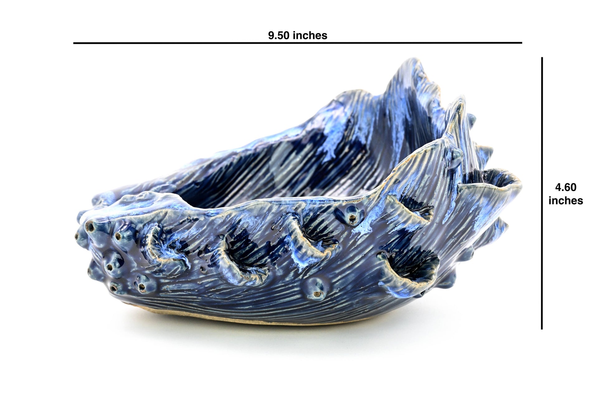 Giant Clam Ceramic Vase with Blue Effect - 9.5 x 8.9 x 4.6-in - Mellow Monkey