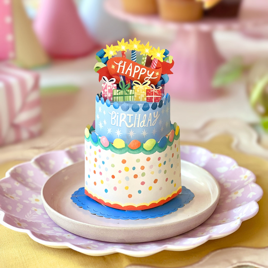 Freshcut Paper Mini Confetti Birthday Cake Pop-Up Greeting Card - Mellow Monkey