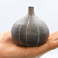 Tiny Congo - Handcrafted Porcelain Bud Vase - Brown with Gray Stripes - 2.5 x 2.5 x 2.6 in - Mellow Monkey