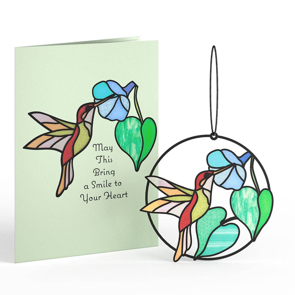 Smile to Your Heart Hummingbird Suncatcher Card - Mellow Monkey