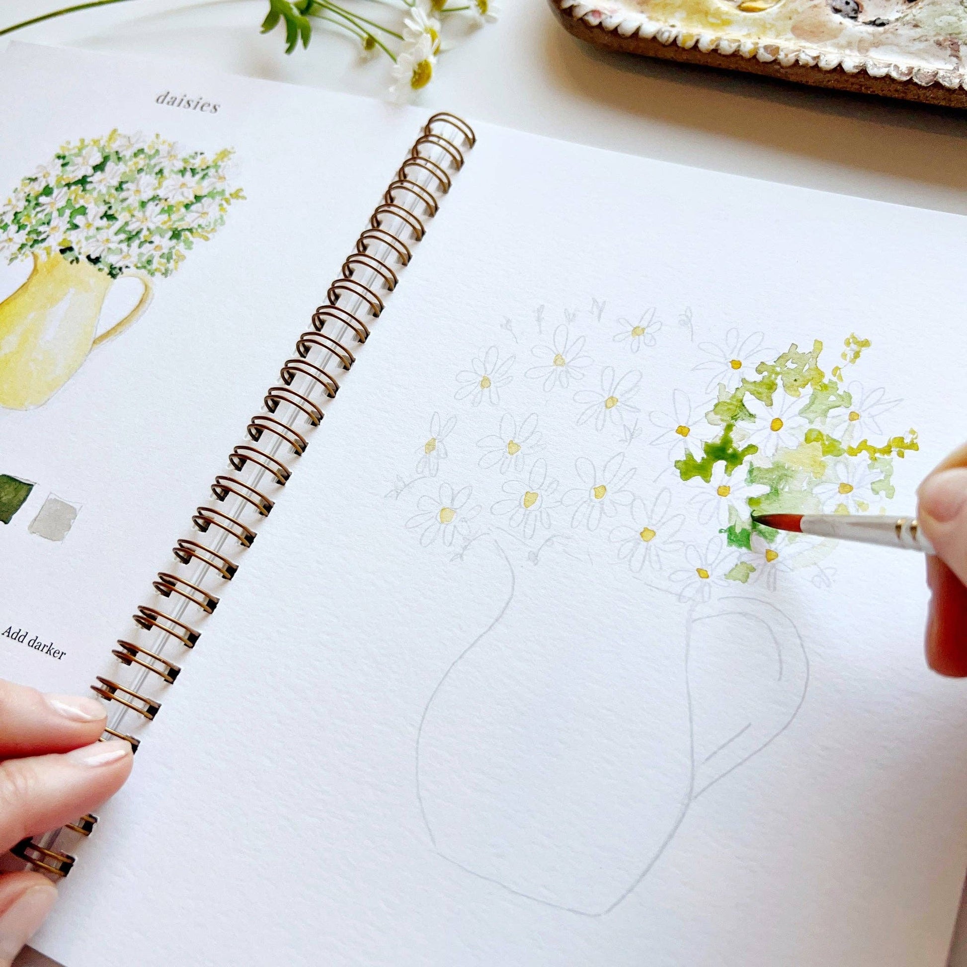 Flowers - Watercolor Workbook With Watercolor Paint Set and Brush - Mellow Monkey