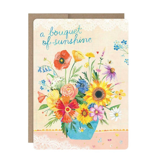 A Bouquet Of Sunshine - Get Well Greeting Card - Mellow Monkey