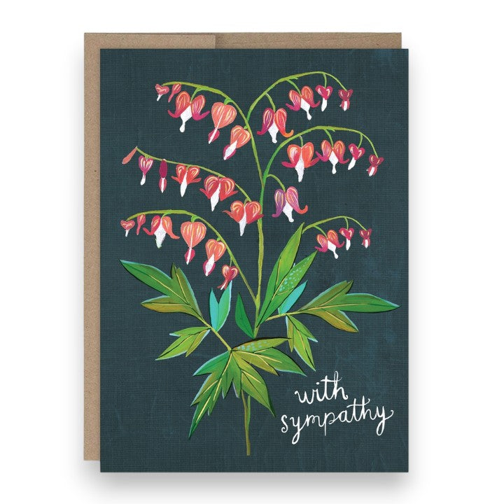 With Sympathy (Bleeding Hearts) - Sympathy Greeting Card - Mellow Monkey