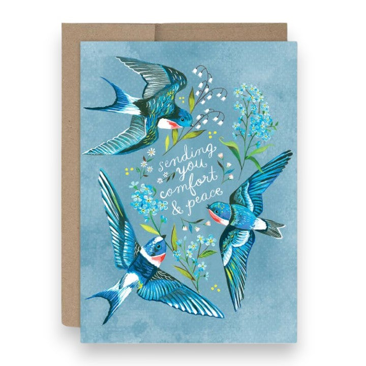 Sending You Comfort & Peace (Swallows) - Sympathy Greeting Card - Mellow Monkey