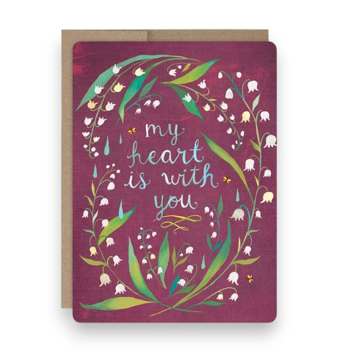 My Heart Is With You (Lily of the Valley) - Sympathy Greeting Card - Mellow Monkey