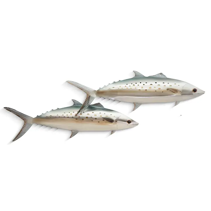 Spanish Mackerel Pair Wall Décor - Stainless Steel - 26-in - Mellow Monkey