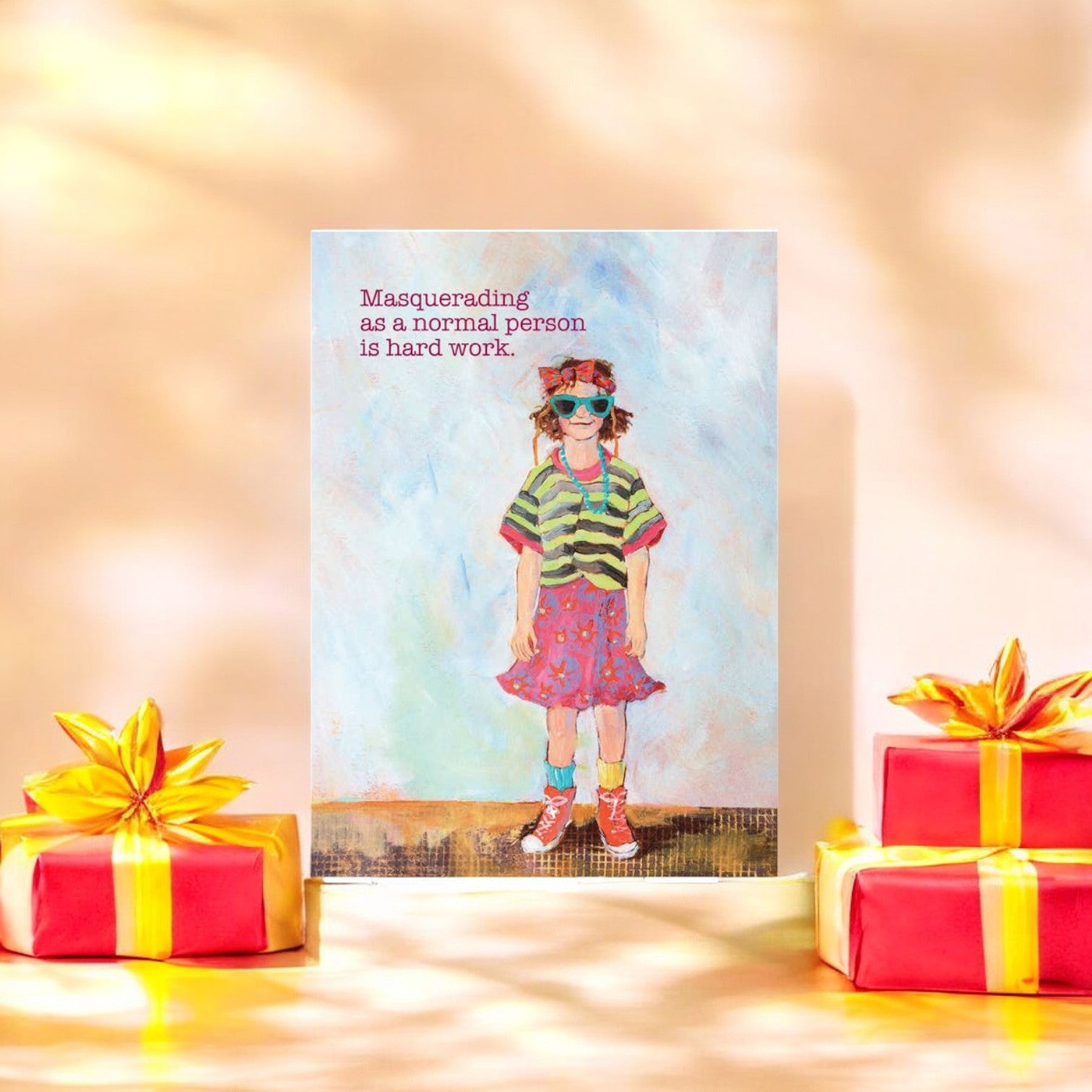 Masquerading As A Normal Person Is Hard Work - Birthday Greeting Card - Mellow Monkey