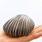 Mini Pebble - Handcrafted Porcelain Bud Vase - Taupe with White Stripes - 3.4 x 2.6 x 2.4 in - Mellow Monkey