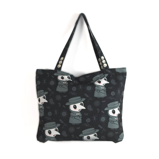 Plague Doctor Tote Bag - Zippered Pocket - Washable - Mellow Monkey