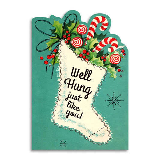 Well Hung Just Like You - Funny Vintage Christmas Card - Mellow Monkey