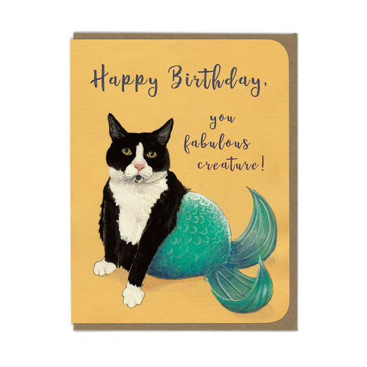 Birthday Cat Mermaid - Birthday Greeting Card - Mellow Monkey