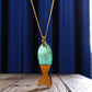 Aqua Green Fish Necklace - Wood Resin Glitter - Mellow Monkey