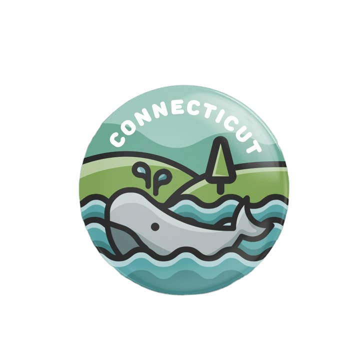 Connecticut - Pin Back Button - 1-1/2-in - Mellow Monkey