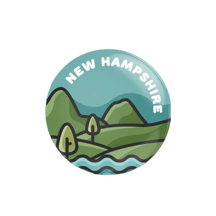 New Hampshire - Pin Back Button - 1-1/2-in - Mellow Monkey