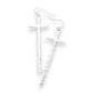 Hammered Metal Cross Dangle Earrings: Silver