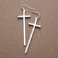 Hammered Metal Cross Dangle Earrings: Silver