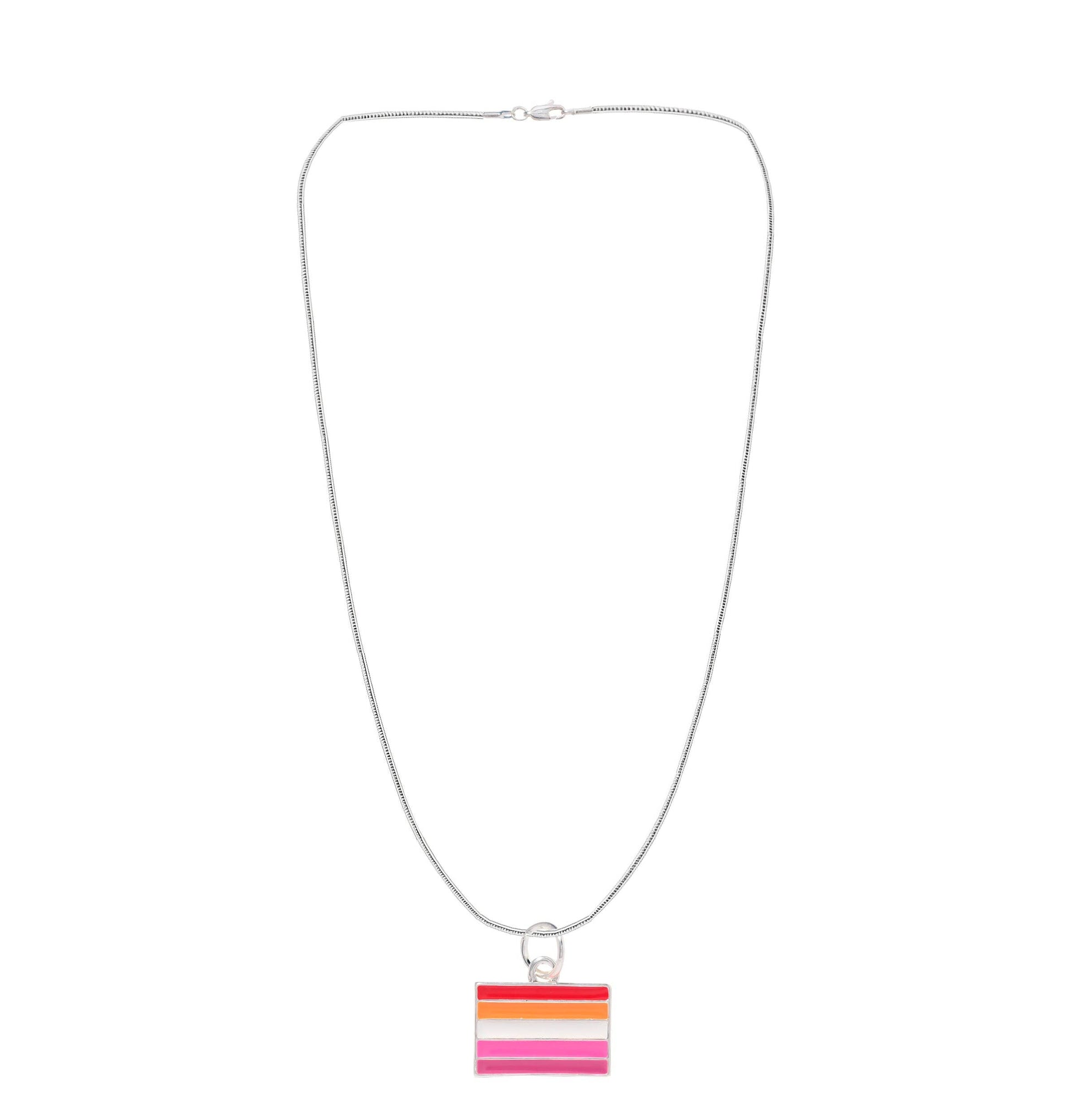 Rectangle Sunset Lesbian Flag Necklace - Mellow Monkey