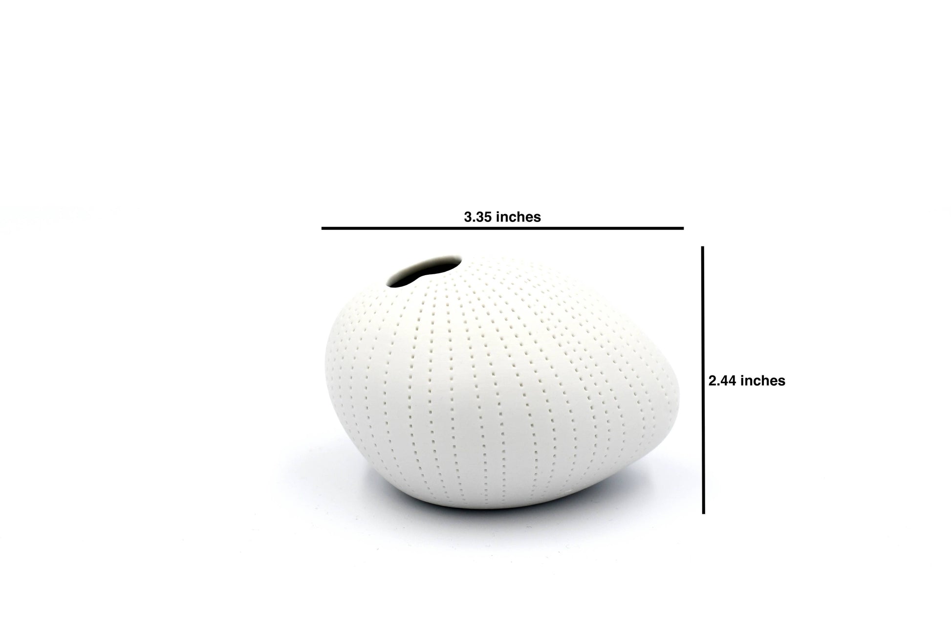 Mini Pebble - Handcrafted Porcelain Bud Vase - White with Grey Dotted Lines - 3.4 x 2.6 x 2.4 in - Mellow Monkey