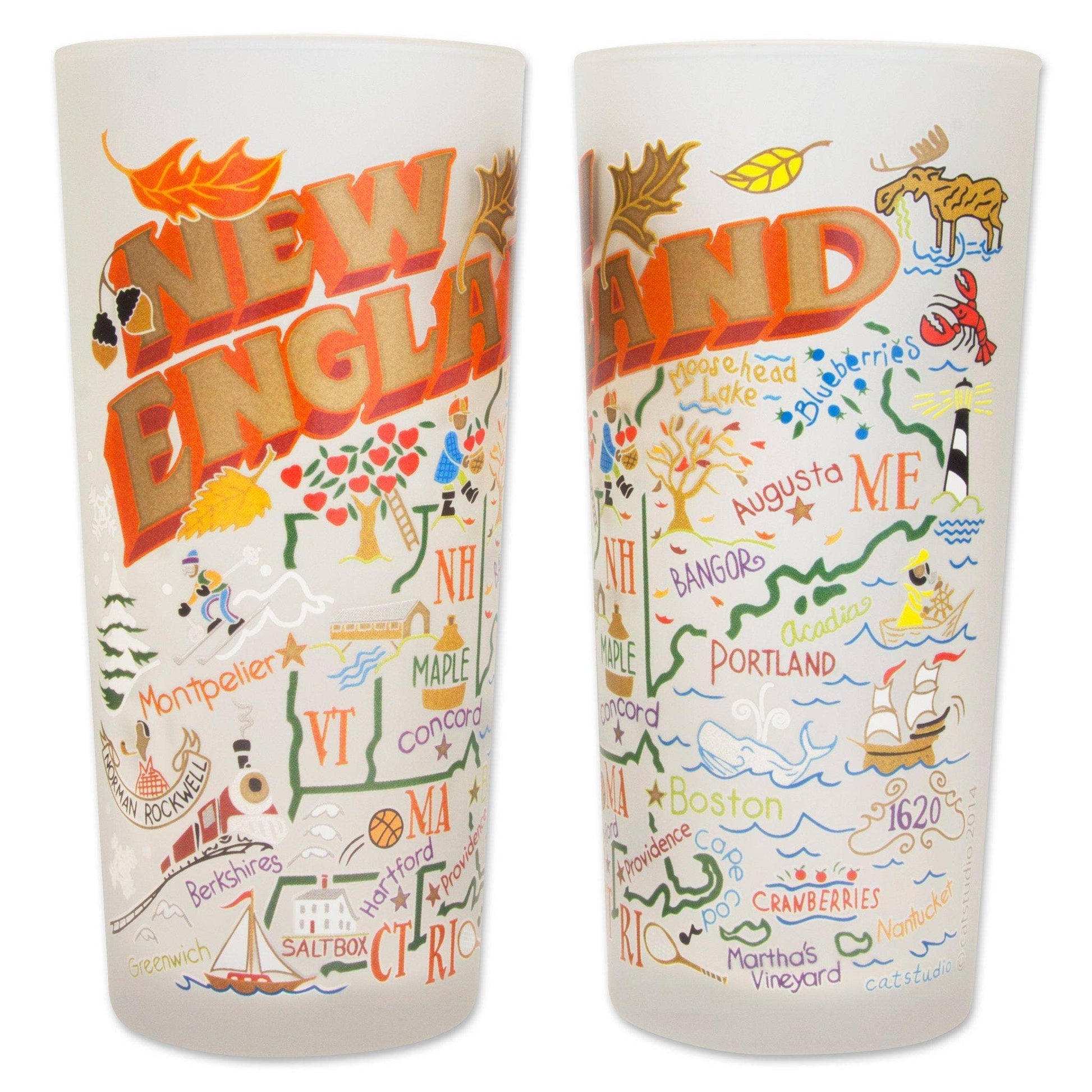 New England Drinking Glass - Set of 2 - 15-oz - Mellow Monkey