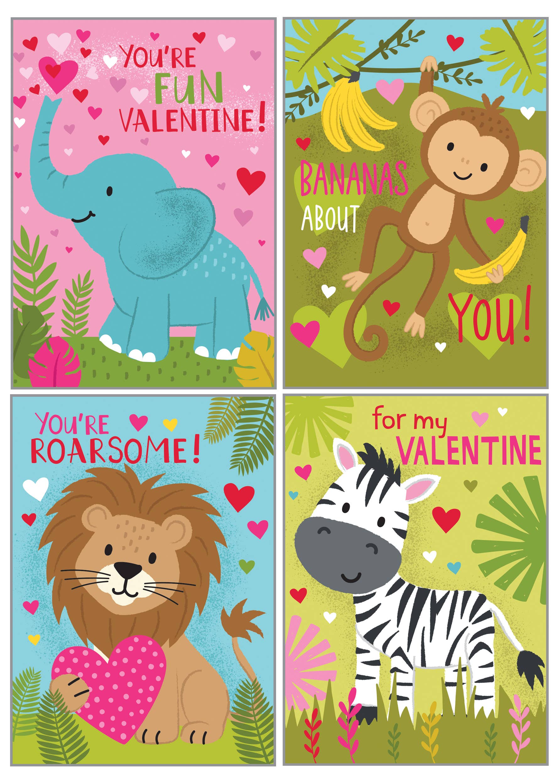 Kids Valentine Pack - Jungle Animals - Mellow Monkey