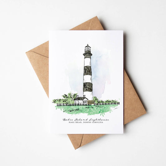 Bodie Island Lighthouse Single Notecard-NC Coast Collection - Mellow Monkey