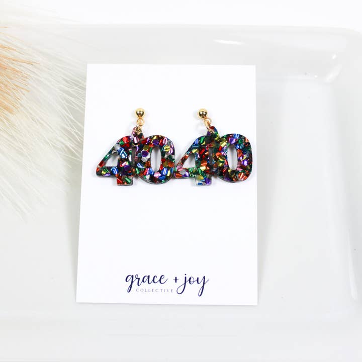 40th Birthday Acrylic Dangle Earrings, - Mellow Monkey