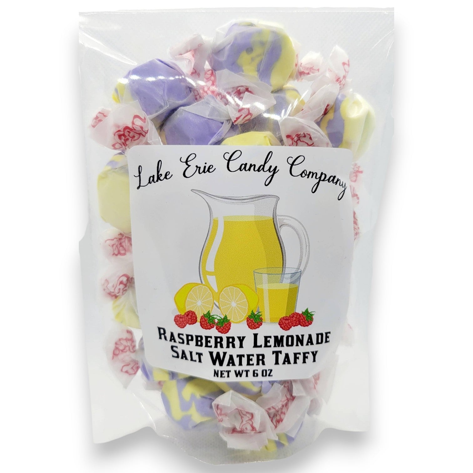 Raspberry Lemonade Salt Water Taffy - 6-oz. - Mellow Monkey