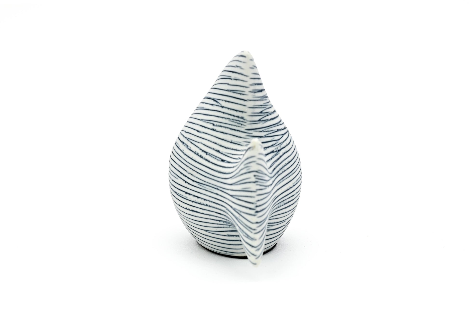 Mini Fish Porcelain Ceramic Sculpture Ornament - White with Blue Stripes - 4 x 2.5 x 3.5 in - Mellow Monkey
