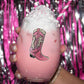 Pink Cowboy Boot Stemless Wine Glass - Mellow Monkey