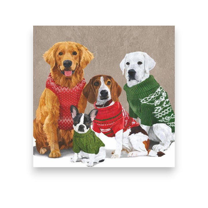 Holiday Sweater Dogs - Cocktail Beverage Napkins 20-Ct - Mellow Monkey