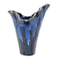 Blue Petal Crest - Porcelain Ceramic Vase - 5.5 x 3.5 x 7 in - Mellow Monkey