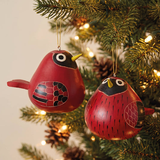 Cardinal Gourd Christmas Ornament- 3-in