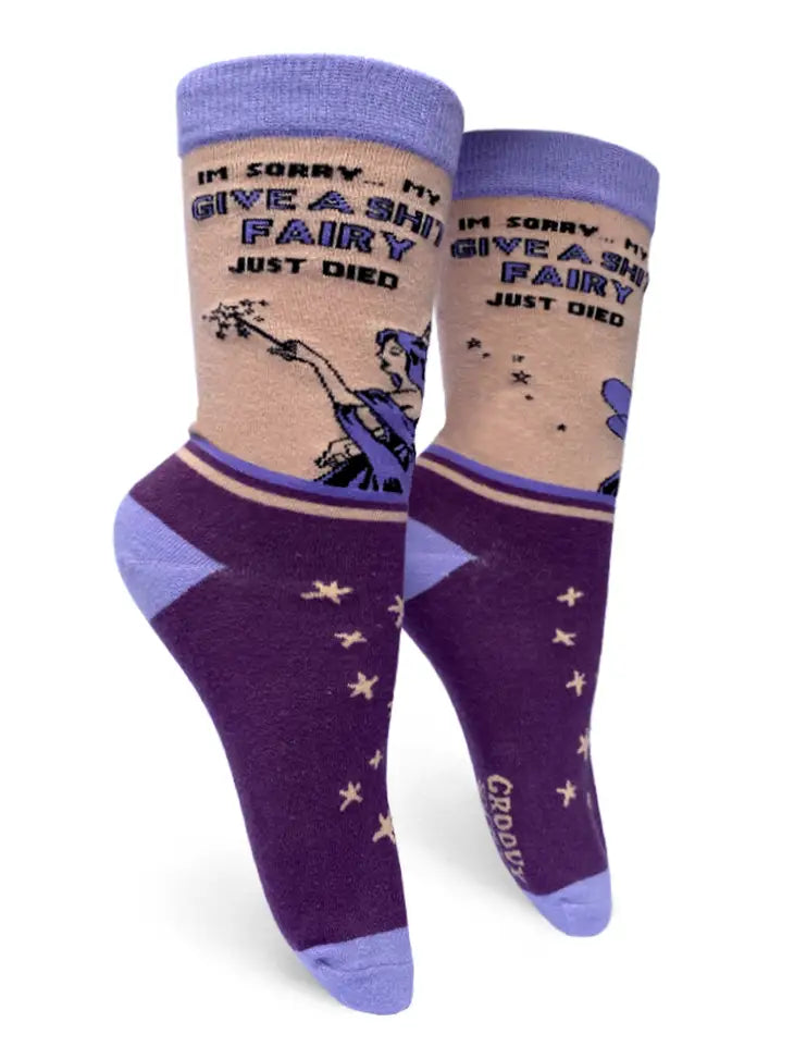 Give a Shit Fairy - Women's Crew Socks - Mellow Monkey