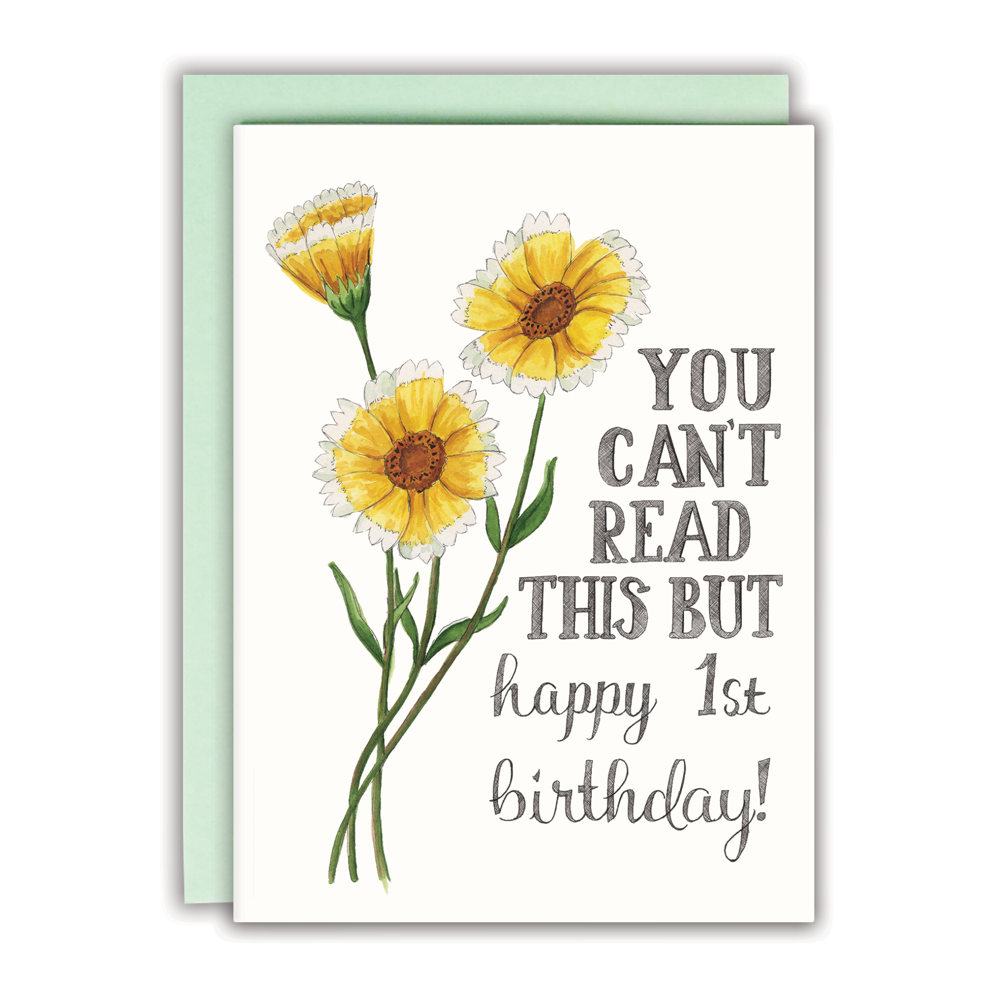 You Can't Read This But Happy 1st Birthday Card - Mellow Monkey