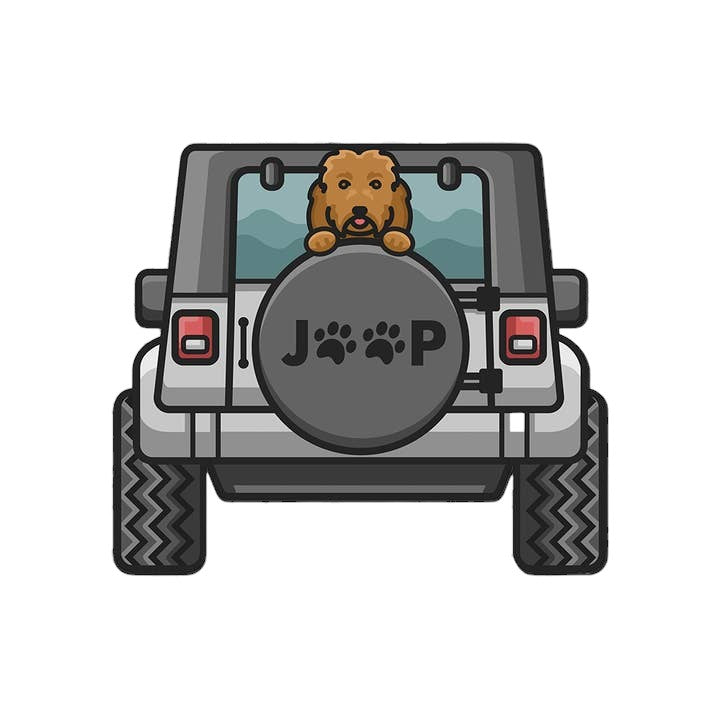 Jeep Dog Sticker - Golden Doodle - Mellow Monkey