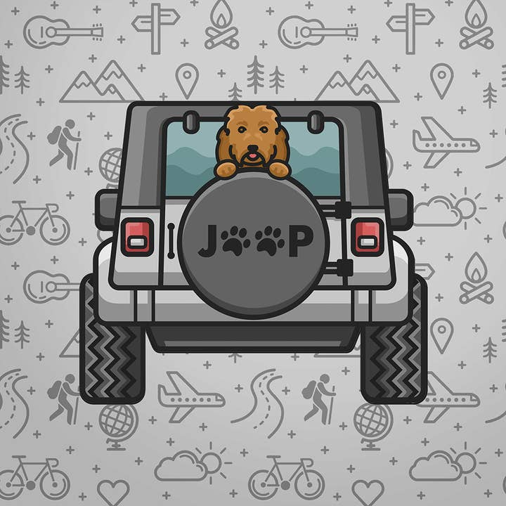 Jeep Dog Sticker - Golden Doodle – Mellow Monkey