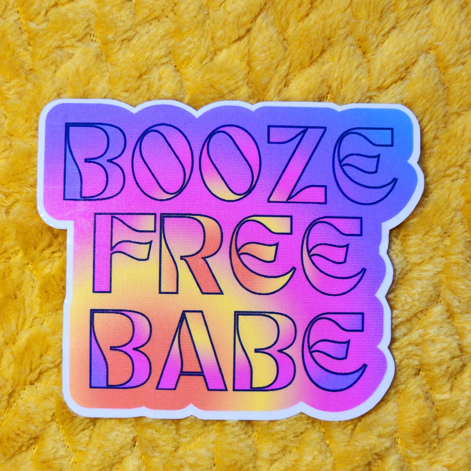 Sobriety sticker booze free babe retro cute waterproof: Holographic - Mellow Monkey