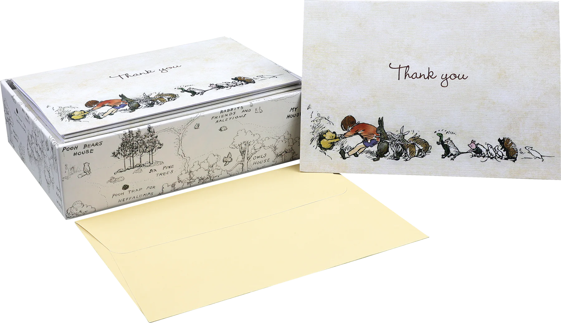 Winnie The Pooh Bear Thank You Notes - Box of 14 Cards - Mellow Monkey