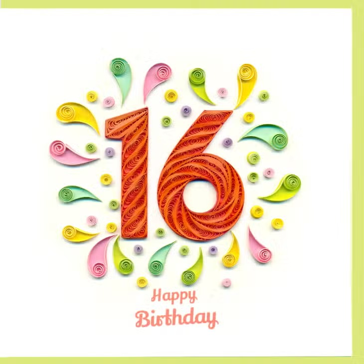 Quilled 16th Birthday Card - Mellow Monkey