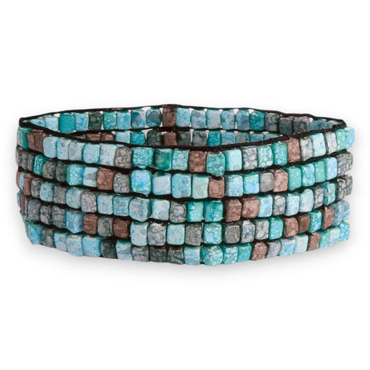 Turquoise Hue - Watercolor Bead - Stretch Bracelet