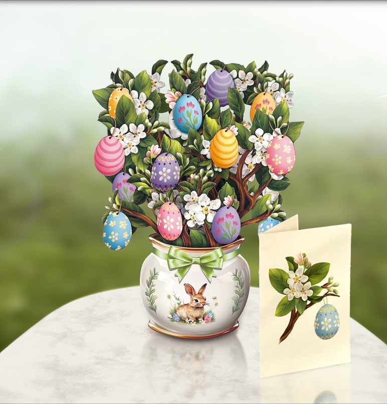 FreshCut Mini Easter Egg Tree - Pop-Up Greeting Card - Mellow Monkey