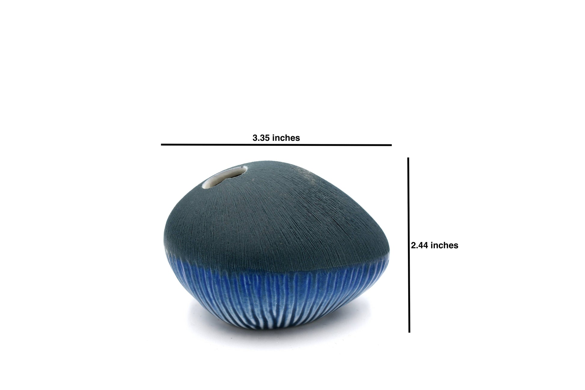 Mini Pebble - Handcrafted Porcelain Bud Vase - Navy and Blue Ombre - 3.4 x 2.6 x 2.4 in - Mellow Monkey