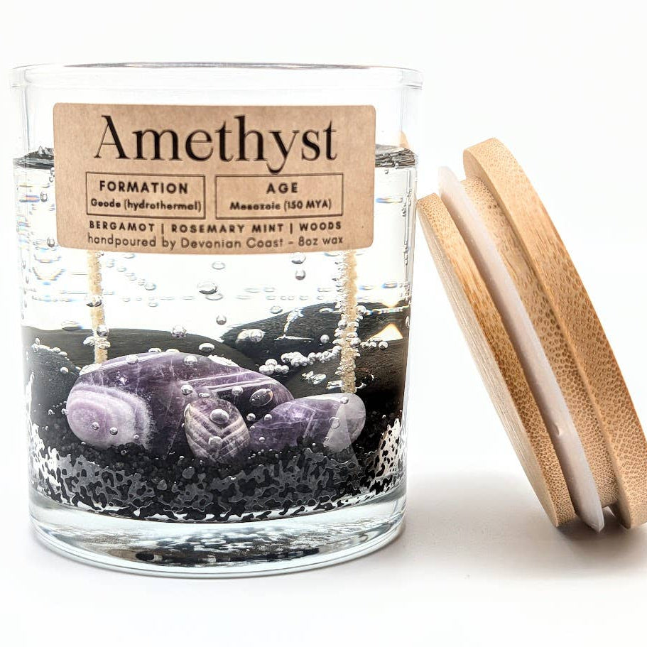 Amethyst Crystal Treasure  - Double Wick Gel Candle - 8-oz - Mellow Monkey