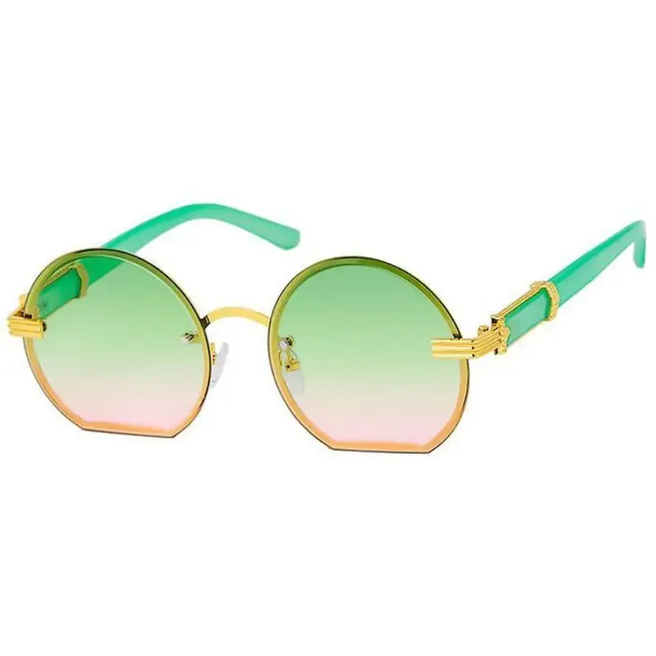 Green Round Flat Bottom Sunglasses – Mellow Monkey display picture 2