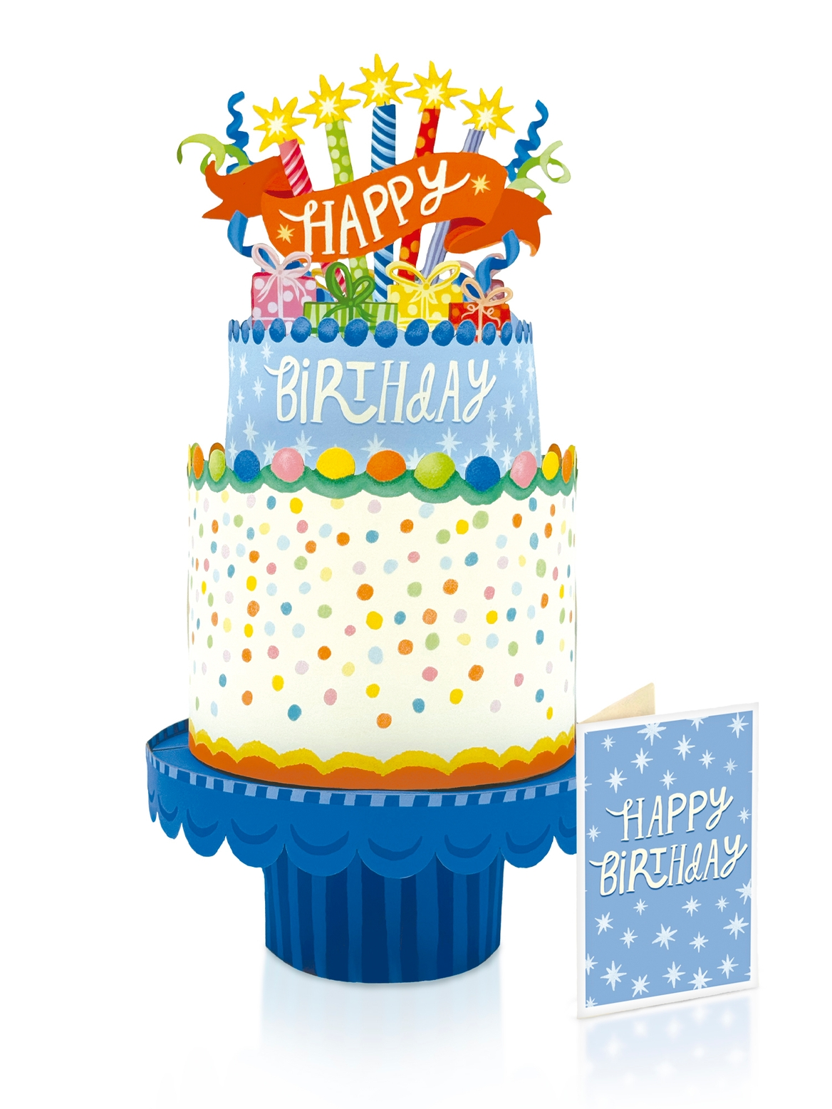 Freshcut Paper Confetti Birthday Cake Pop-Up Greeting Card - Mellow Monkey