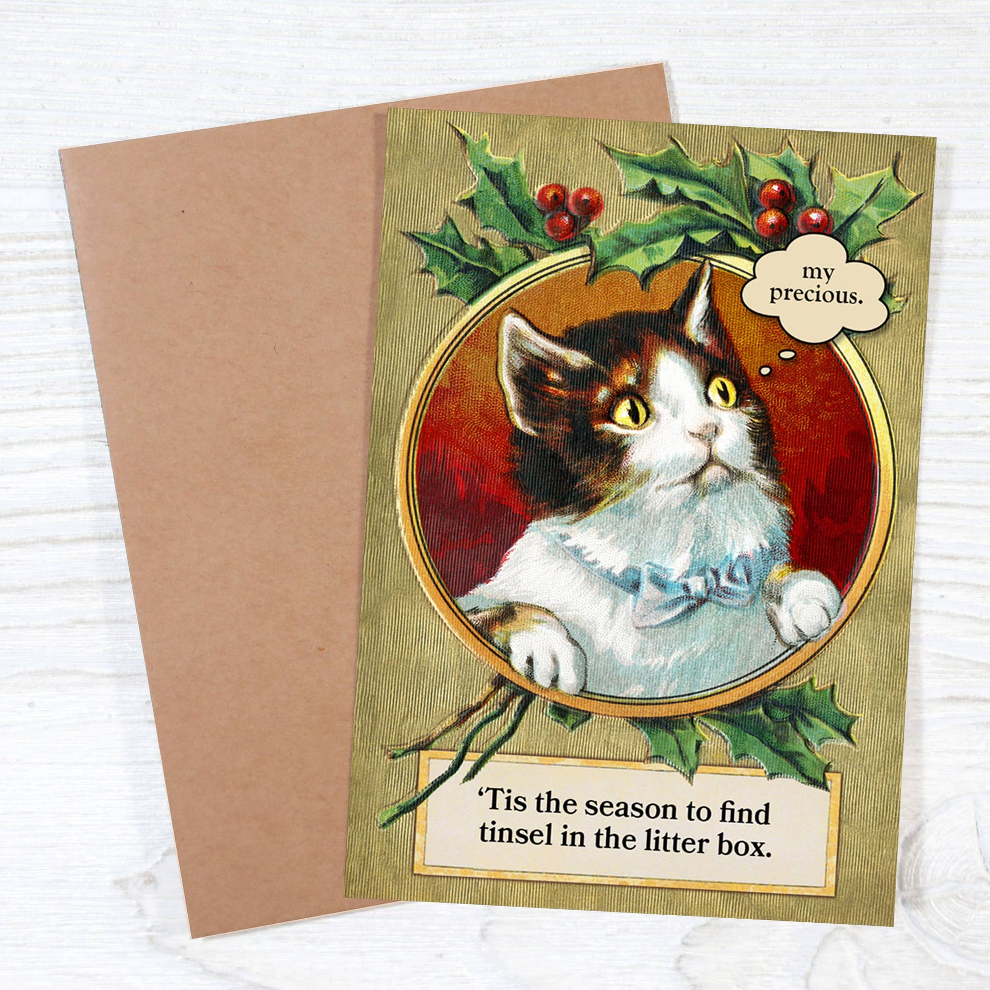 Cat Lover Christmas Card - Tinsel in the Litter Box Season - Mellow Monkey