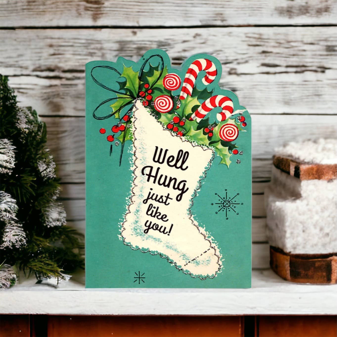 Well Hung Just Like You - Funny Vintage Christmas Card - Mellow Monkey
