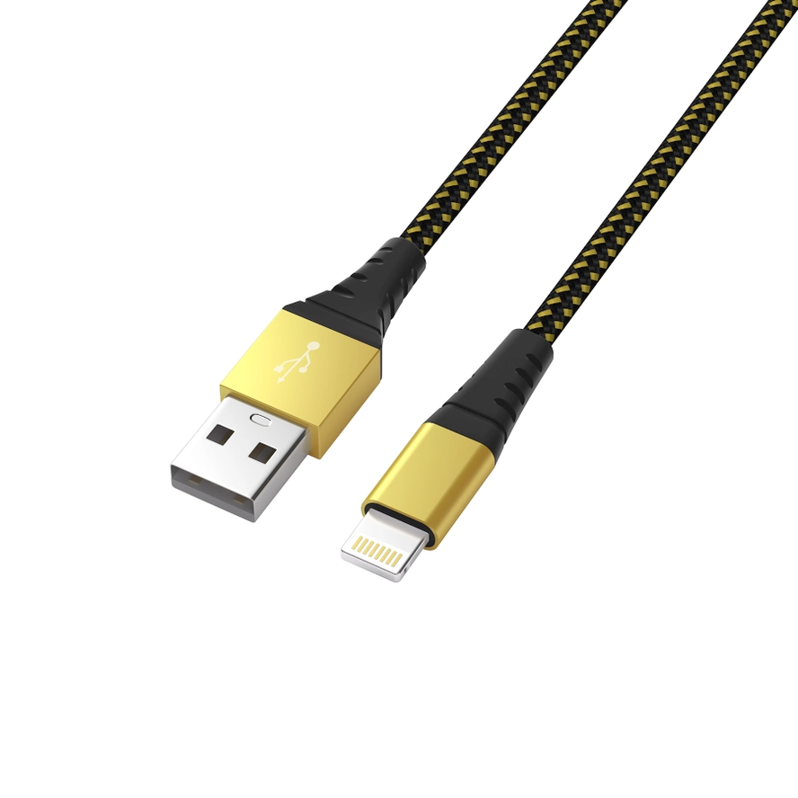 Apple Mfi Certified Lightning Cable 4-ft USB to Lightning - Fast Charging & Syncing - Aged Gold - Mellow Monkey