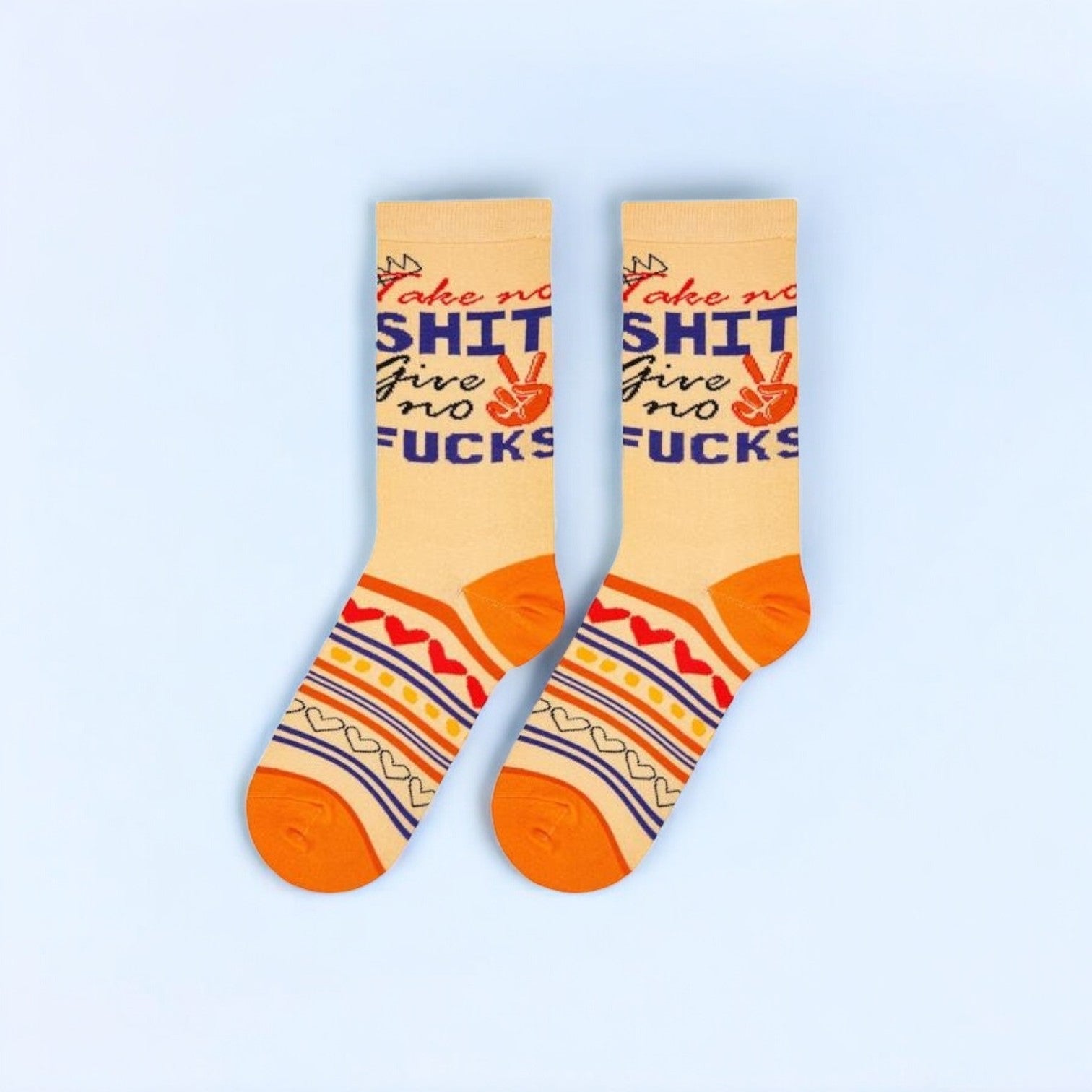 Take No Shit Give No Fucks - Women's Crew Socks - Mellow Monkey